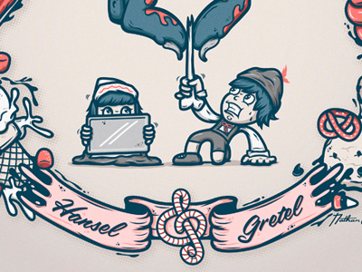 Hansel & Gretel book illustration atpc atpcdesign candy character childrens book fairy tale food hansel gretel nathan walker vector