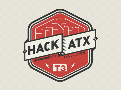 HackATX for SXSW 7 11 7 eleven agency badge hackathon logo nathan walker sxsw t3 type