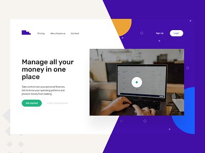 Manage Finance Landing Page bank clean finance money page payment ui
