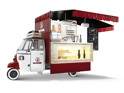 Food Truck - Meat and Cheese 3d cheese meat red render white