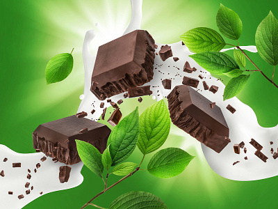 Green Chocolate 3d chocolate cinema4d cocoa composition flow green illustration milk
