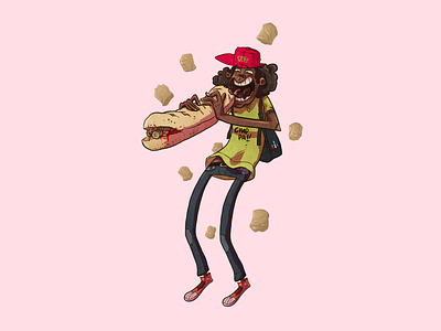 Starving boy ar art art direction bouchon characterdesign digital illustration fastfood food hats illustration sandwich starving steamed bites