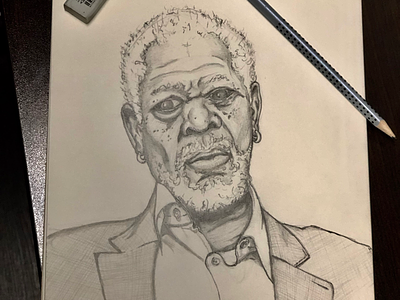 Almost Morgan Freeman almost daily sketch pencil pencil sketch