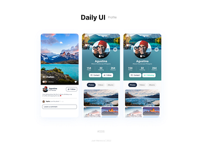 DailyUi 006 • Profile design ui uiux uxui