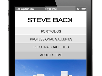 Mobile site for Steve Back Photography