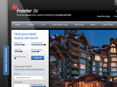Frontier Ski Homepage Design