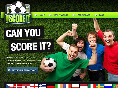 Homepage design for football prediction game