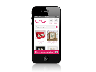 Mobile site for Bombus Ecommerce website