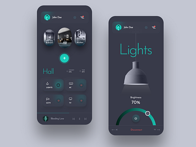 SmartHome Concept Dark Theme clean dark gadgets smarthome ui