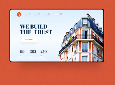We Build the Trust clean construction design real estate typography ui uiux web design