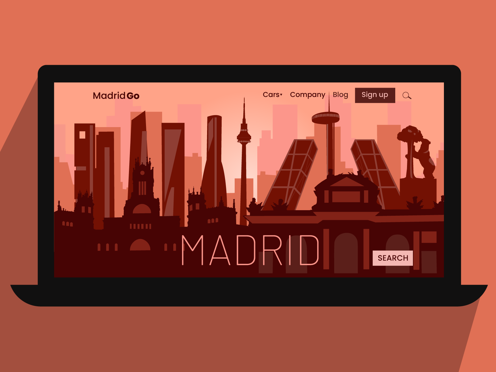 The first screen of a car rental website in Madrid by Marina on Dribbble