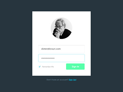 Login Form clean design dieter rams flat form login minimal password signup username wip