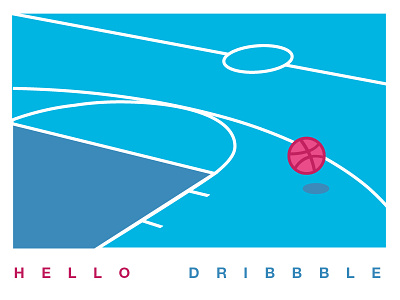 Dribbble Tribute baskeball court debut clean minimalist firstshot flatdesign graphiclandscape kevinsky logo