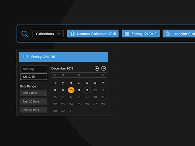 December Items autocomplete calendar dark darkui date range datepicker extended search figma search search bar