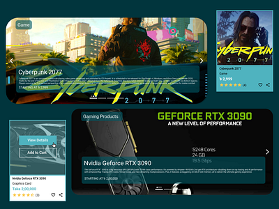 Product Slider and Product Card 2077 card cyberpunk design ecommerce ecommerce slider game gaming graphics card product product card product slider rtx slider ui user experience user interface ux website