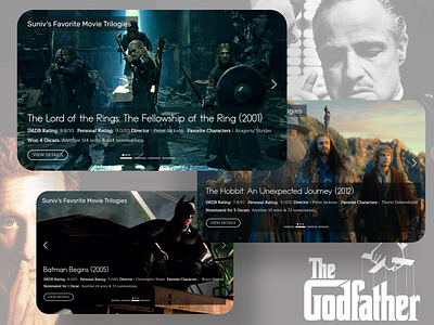 Movie Website Slider aragorn batman bruce wayne godfather homepage homepage slider interface lord of the rings lotr movie movie website homepage slider strider trilogy ui ux vito website website interface