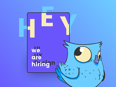 🦉 Jobs offer announcement card card chouette cool design grenoble jobs owl recruitment ui ux