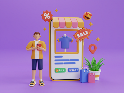 Online Shopping 3D Illustrations