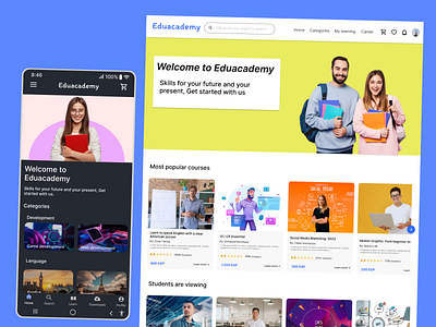 Eduacademy (E-learning Platform) app design ui ux website