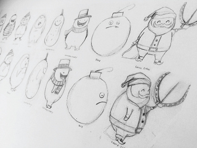 The Santa Claw characters christmas pickle santa sketches
