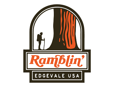 Scrapped Ramblin' Badge badge camping edgevale hiker hiking ramblin redwood tree