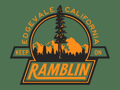 Ramblin Badge WIP badge camping edgevale highway hiking mountains ramblin redwood tree