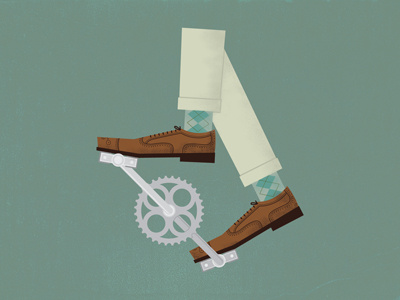 Ride On argyle bicycle crank illustration pedal ride on wing tip