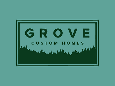 Grove Custom Homes badge logo pine trees stamp trees