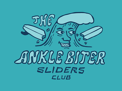The Ankle Biter Sliders Club eyes face fin nose ocean surf surfboard teeth wave