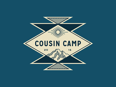 Cousin Camp badge camp cousin geometric logo mountain sun
