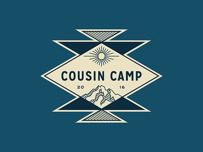 Cousin Camp badge camp cousin geometric logo mountain sun