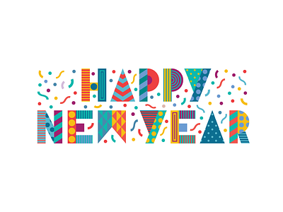 Happy New Year confetti facebook geometric happy new year messenger type