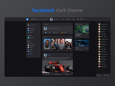 Facebook web dark theme