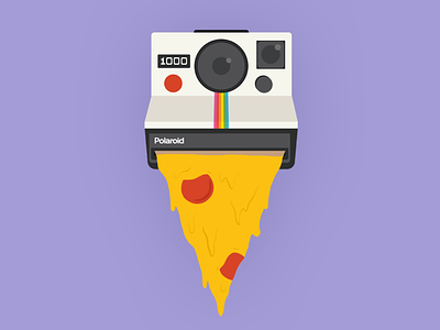 Say cheese! 2d camera cheese cheesecake colorful drawing flat food illustration pepperoni photo pizza polaroid say cheese sticker