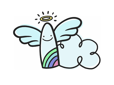From the sky! 2d angel cloud colorful cute cute fun funny doodle drawing flat halo heaven illustration procreate rainbow sketch sky wings