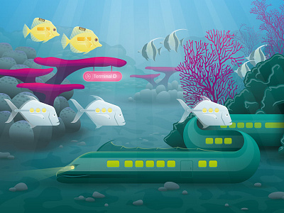 Reef Terminal adobe illustrator cartoon coral fish illustration reef underwater vector