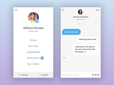 Chat screen and side menu android app chat colors ios light theme ui ux