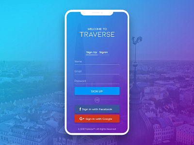 Travel App Sign Up Screen app signup screen travel
