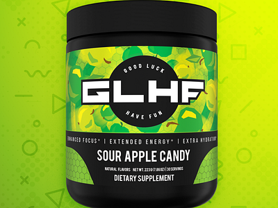 GLHF Sour Apple Candy 3d branding graphic design logo