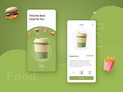 Food App Concept app design application coffee app creative ui fast food app food app home page mobile app ui onboarding product page splash ui ui design uiuxdesign