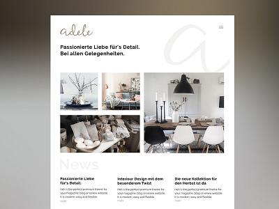 Adele clean design editorial interiour web