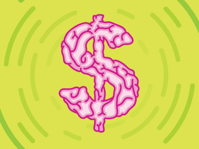 Money on the Mind brain illustration lettering money