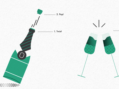 We pop champagne celebrate champagne design diagram flat glasses illustration instructions