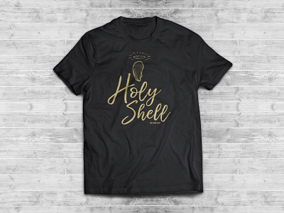Oystour "Holy Shell" T-shirt branding branding design design funny graphic design holy shell icon illustration logo oyster oystour t shirt typography vector