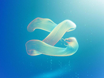 Z lettering abstract alive colorful curved flowy fragile jellyfish lettering lines motion organic pastels soft translucent transparent underwater vectors