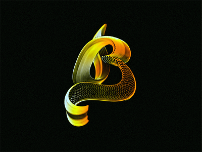 B b chain curls cursive curvy flourishes inking insideout letter lettering ribbon rounded snake strokes translucent twisted type vectors yellow
