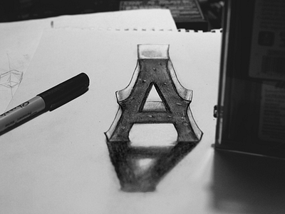 Lettering Illusion 3d a bevel depth illusion lettering optical pencil projection rough shadows sketch