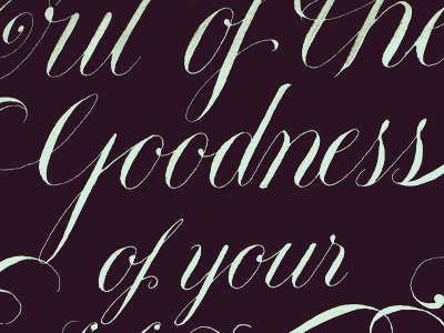 Goodness of your Heart calligraphy copperplate cursive flourishes lettering ovals script swashes terminal type