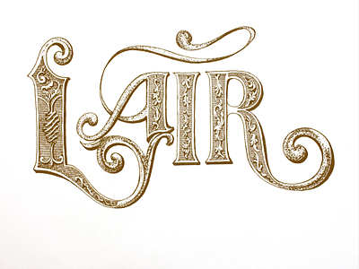 Lair bevelled decoration inline lair lettering ornamental pen and ink swashes type