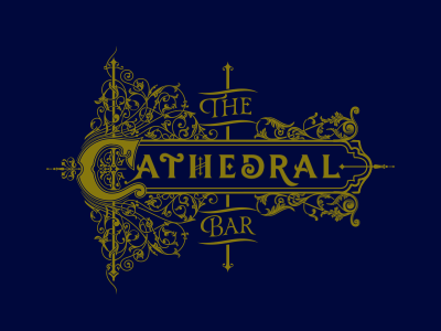The Cathedral Bar branding cathedral cathedral bar flourishes gifs gothic identity lettering swirls type